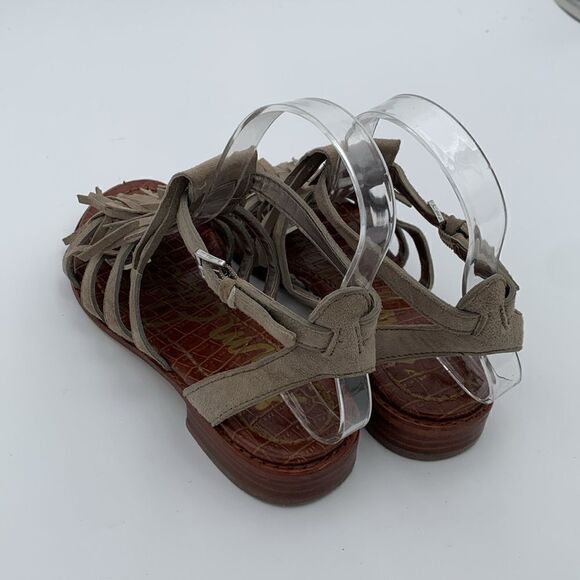 Sam Edelman fringe tan leather buckle sandals woman’s size 5 - Picture 9 of 10